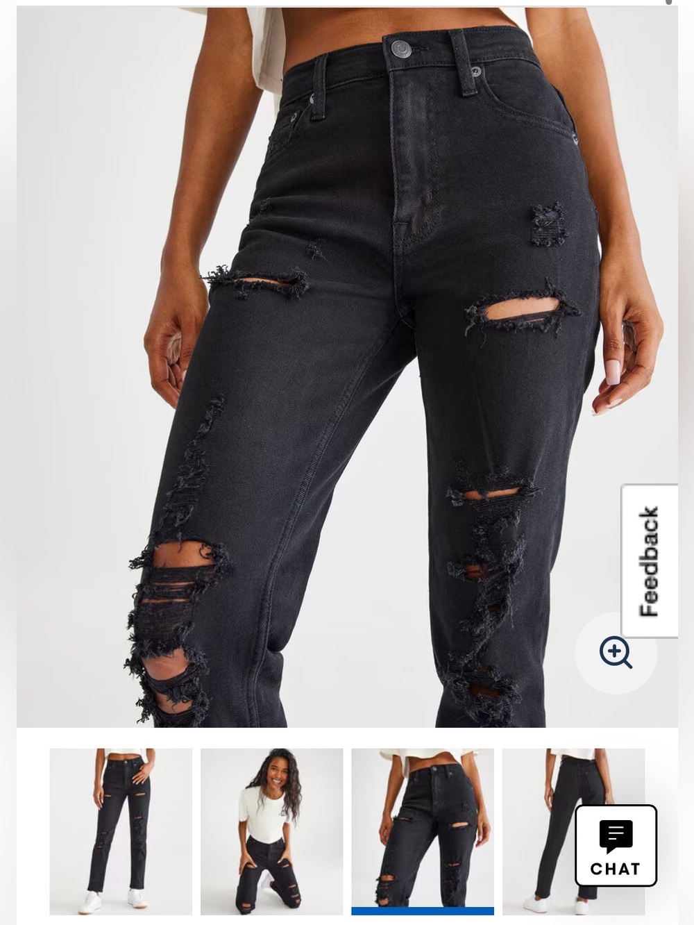 Aeropostale mom jean Black Distressed Slim Straight Jeans cuffed stretch